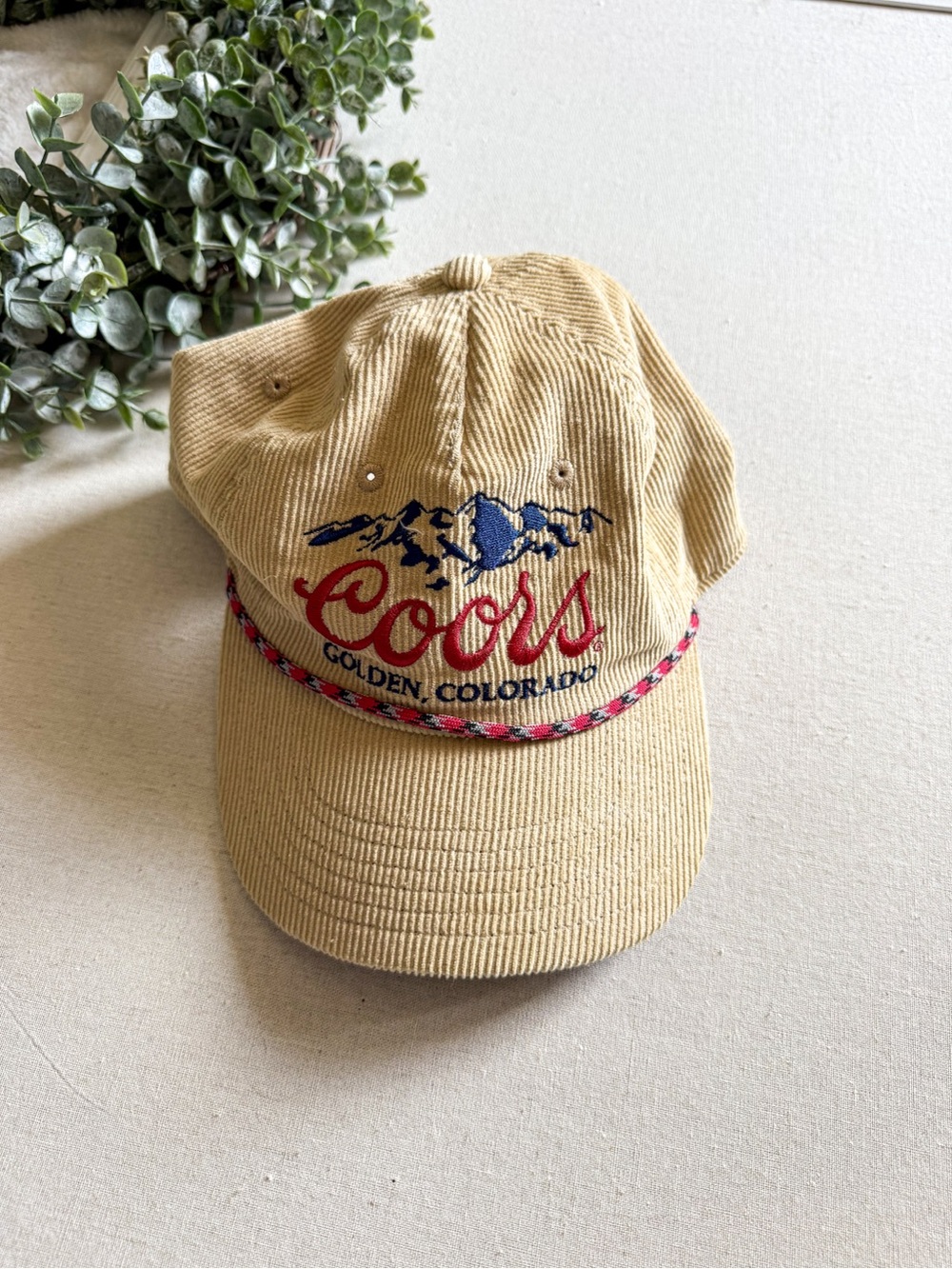 Coors Banquet Denver Colorado Corduroy Hat Snapback Beige Adjustable Cap
